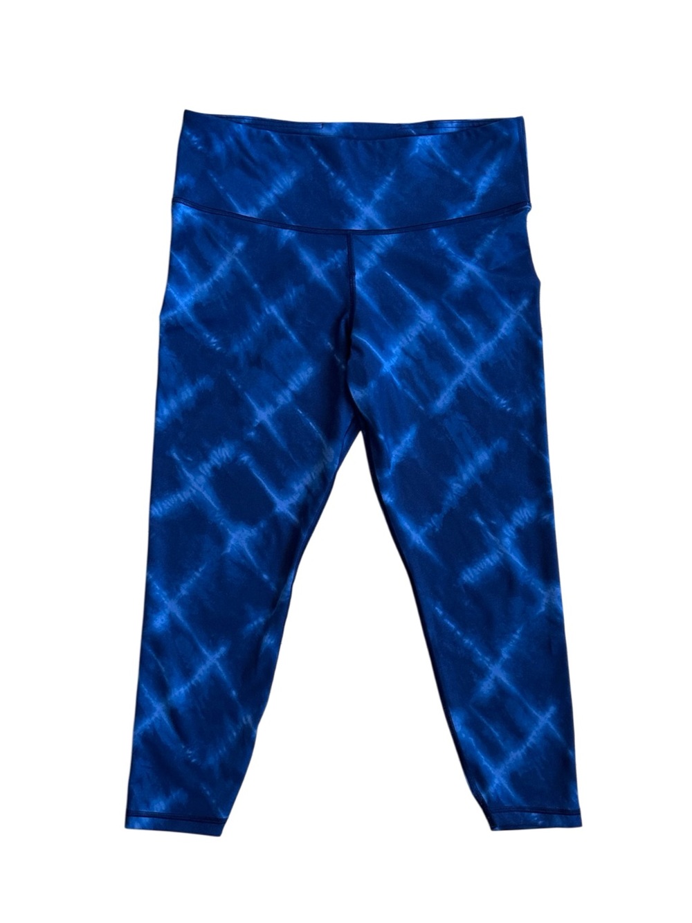 GapFit Blue Tie Dye High Rise Cropped Leggings Women’s Size L Athletic Yoga